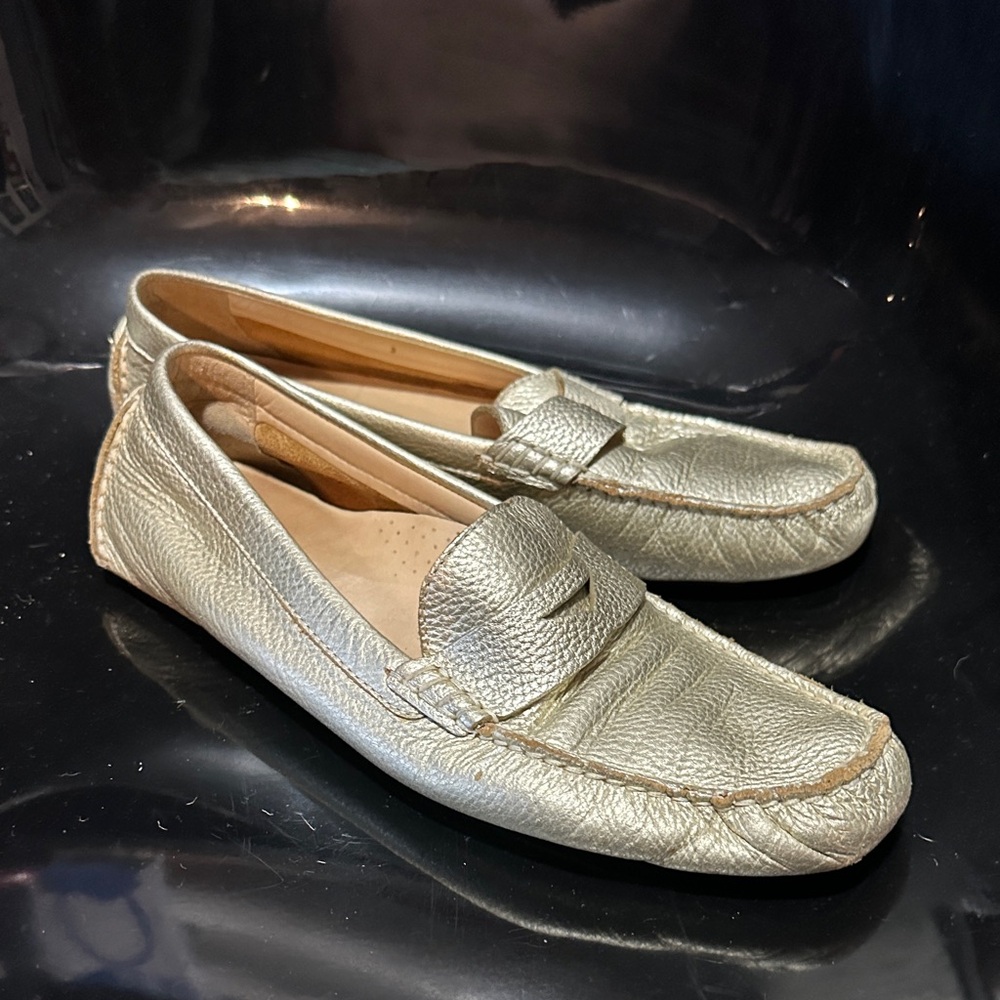 Cole Haan Metallic Silver Loafers